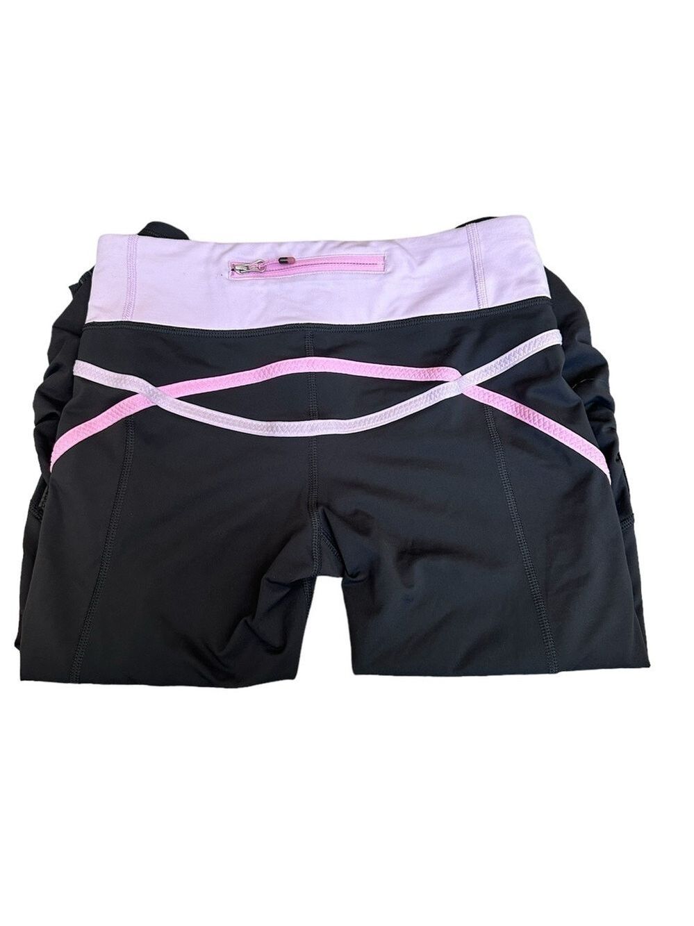 Lululemon run pace crop pants size 4 black purple pink running yoga exercise gym - Picture 6 of 6
